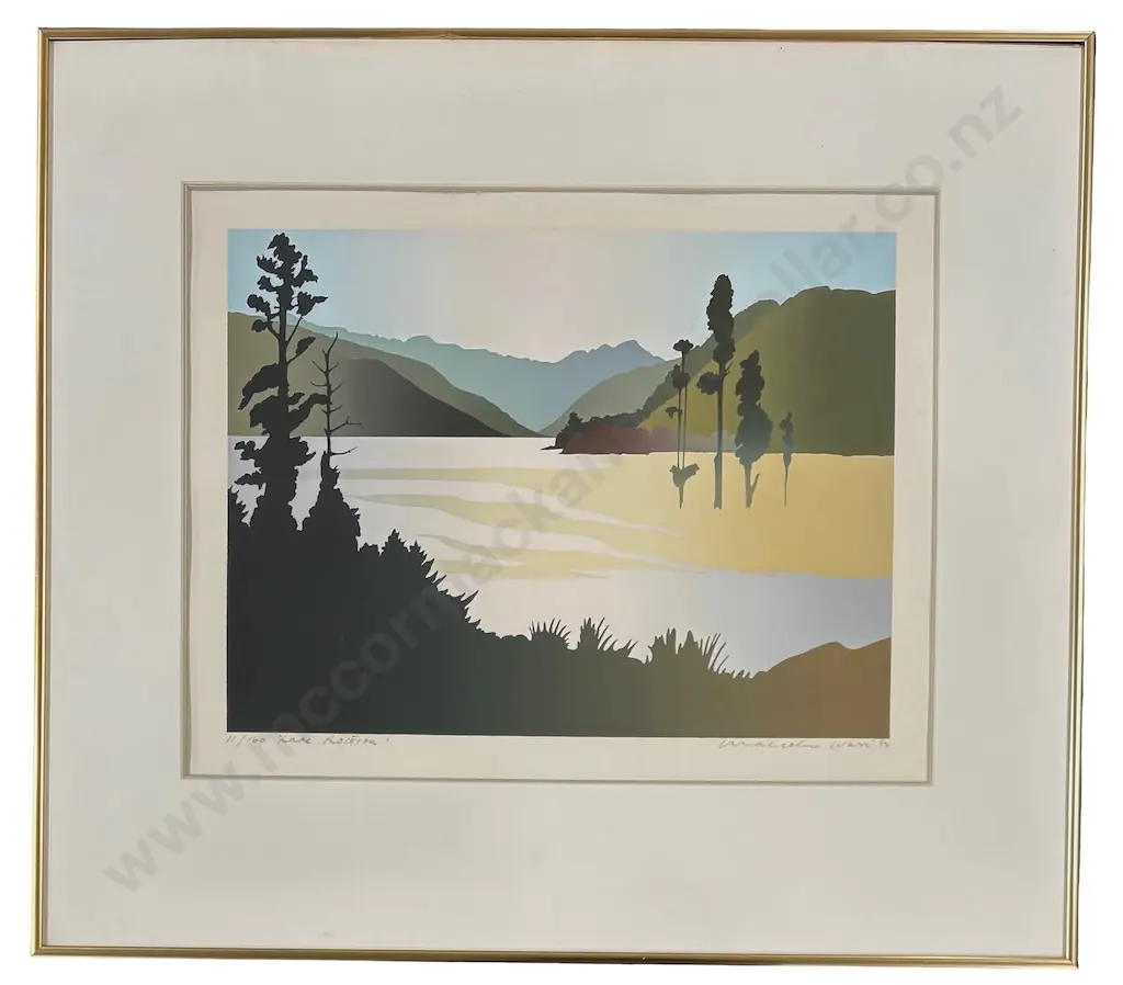 Malcolm Warr, Lake Rotoroa 11/160, screenprint on paper, 310x400mm Image 1++