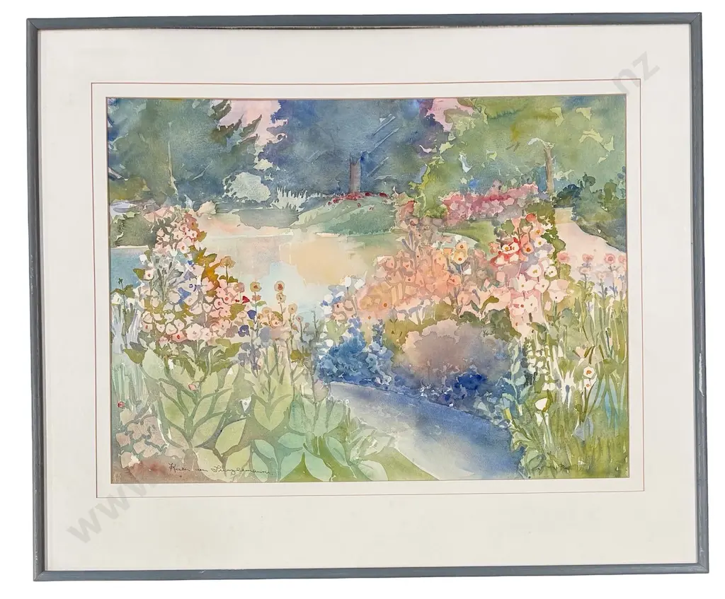 Kath Von Tunzelmann - Liz's Pond Evening, watercolour on paper, 545x745mm Image 1++