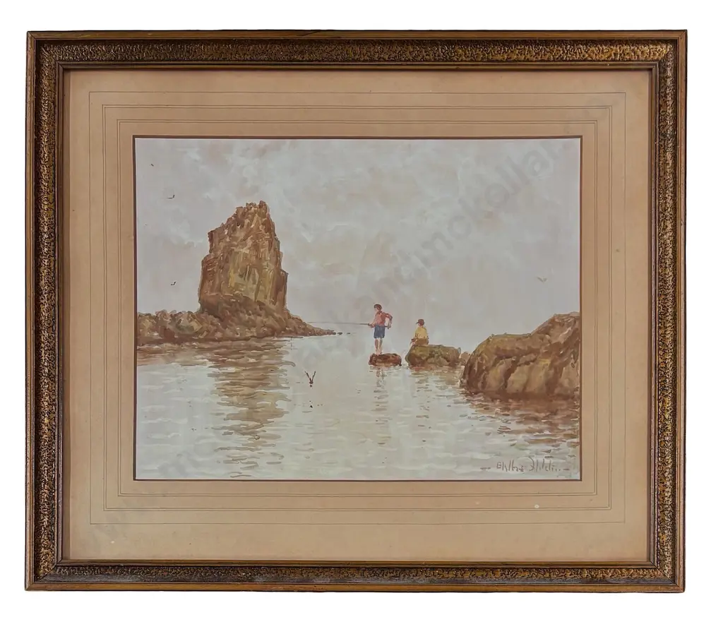Blythe Fletcher - Fishing at Shag Rock, watercolour on paper, 250x320mm Image 1++