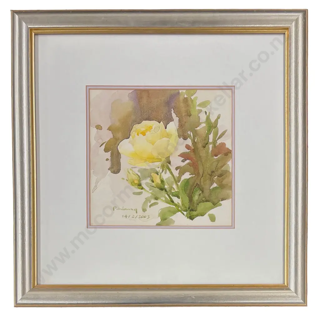 P Wang - Yellow Rose, watercolour on paper, 210x210mm Image 1++