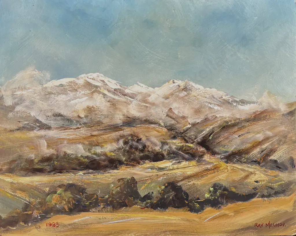 Ray Melhop - Early Morning Fog, Wakatipu, 1983, oil on board, 395x500mm Image 1++