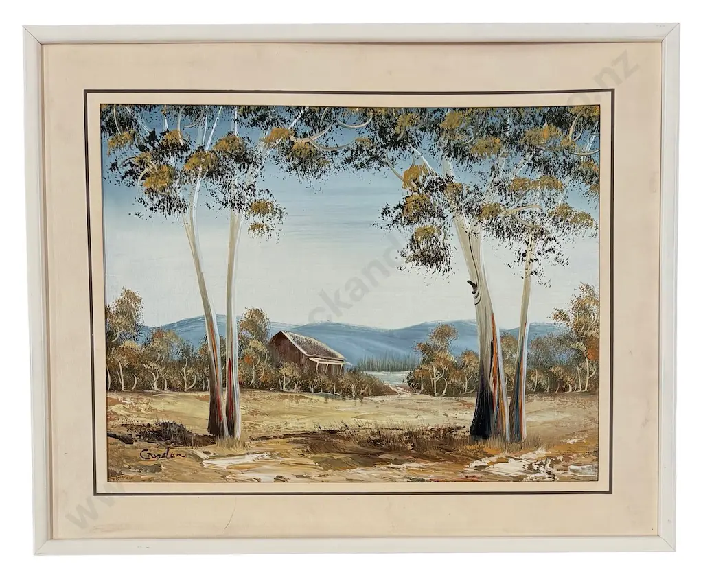 Gordon - Gumtrees in Landscape, oil on board, 305x405mm Image 1++