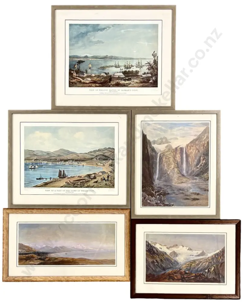 Early New Zealand Scenes - Collection of Framed Prints (5) Image 1++