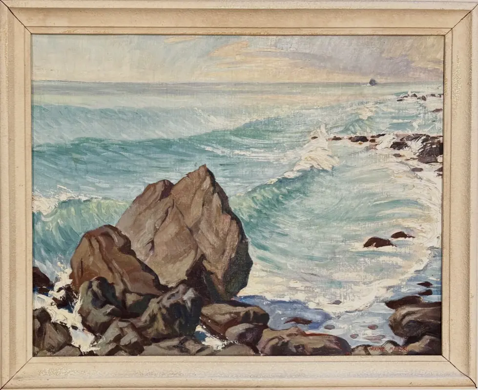 Irvine Major, Surf Breaking on Kaikoura, oil on board, 440x565mm Image 1++