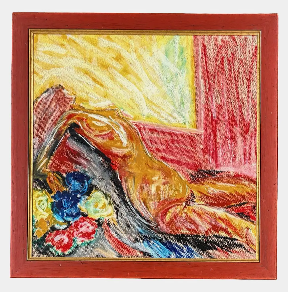 Signed - Abstract Nude Study, mixed media on board, 460x460mm Image 1++