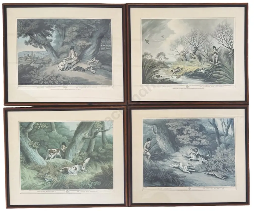 Set of Four French Shooting Prints, 300x430mm Image 1++