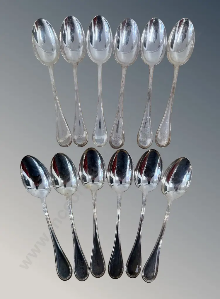 Set of 12 .800 Silver Bugatti Teaspoons, 285gms Image 1++