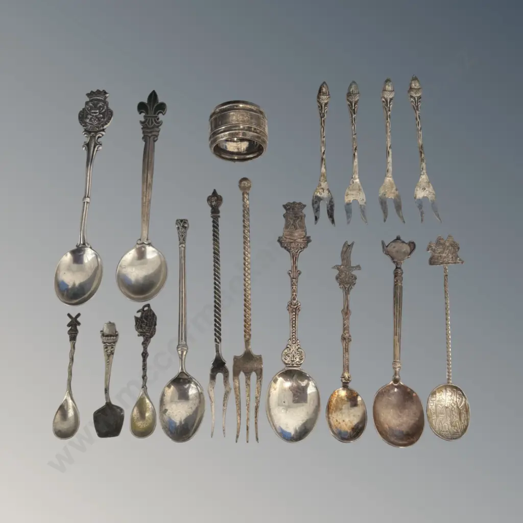 Assorted Dutch .835 Spoons, Hors D'oeuvres Forks, Mustard Spoons etc TW126gms plus 20 Image 1++