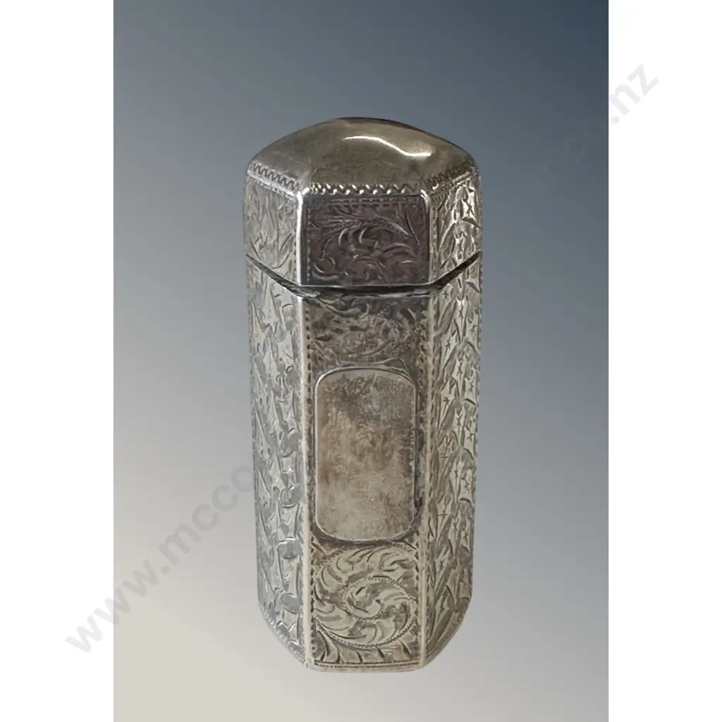 Sterling Silver Lidded Scent Bottle with glass stopper, H7cm, TW60gms Image 1++
