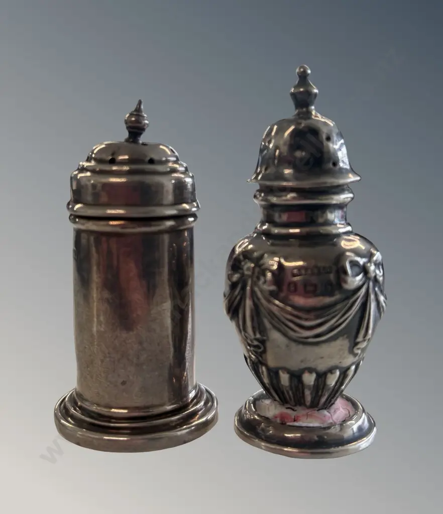 Two Sterling Silver Pepper Pots, TW28gms excl liner Image 1++