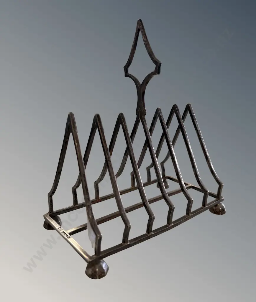 Mappin Webb Sterling Silver Toast Rack, Sheffield 1863, H18cm, TW303gms Image 1++