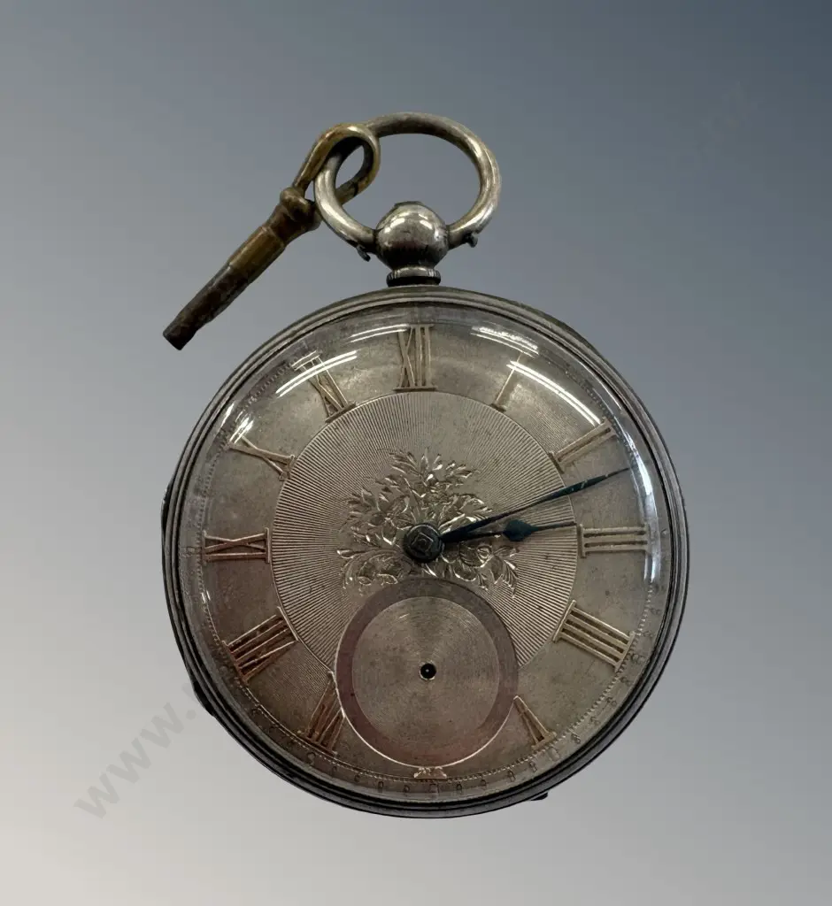 Sterling Silver Pocket Watch with Key TW123.5gms Image 1++