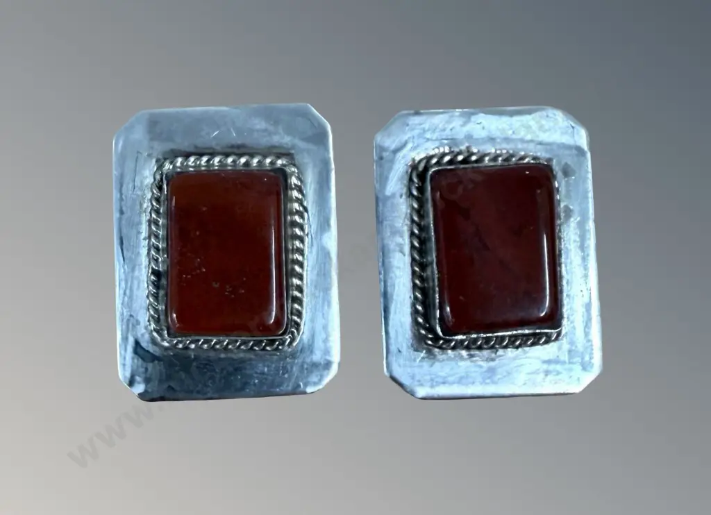 Sterling Silver and Red Jasper Earrings Image 1++