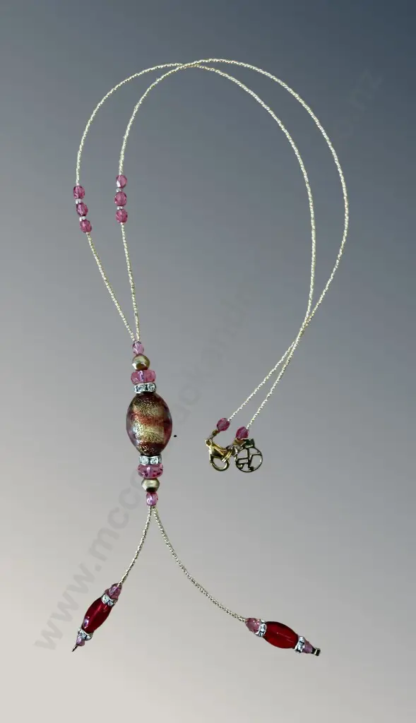 Italian Murano Glass and Gold Plated Necklace, 67cm Image 1++