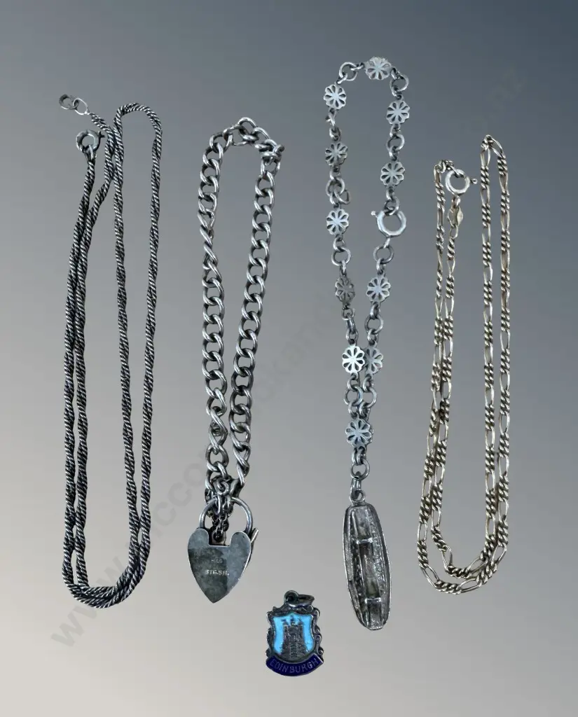 Sterling Silver Bracelets, Chains and Badge TW29.10gms Image 1++