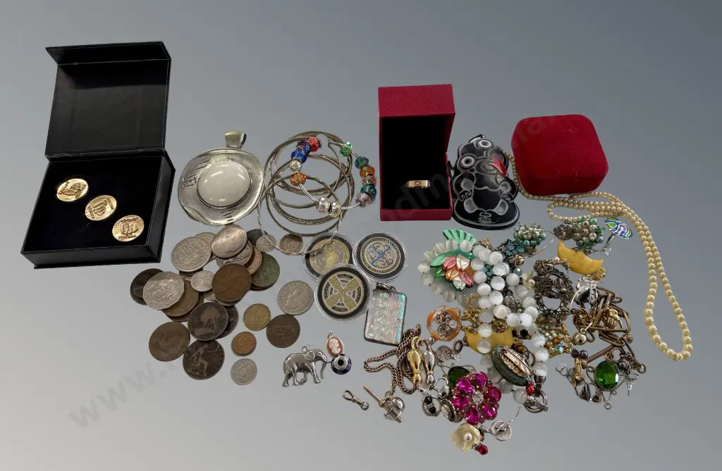Collection of Coins and Costume Jewellery - Rings, Earrings, Brooches, Necklaces etc Image 1++