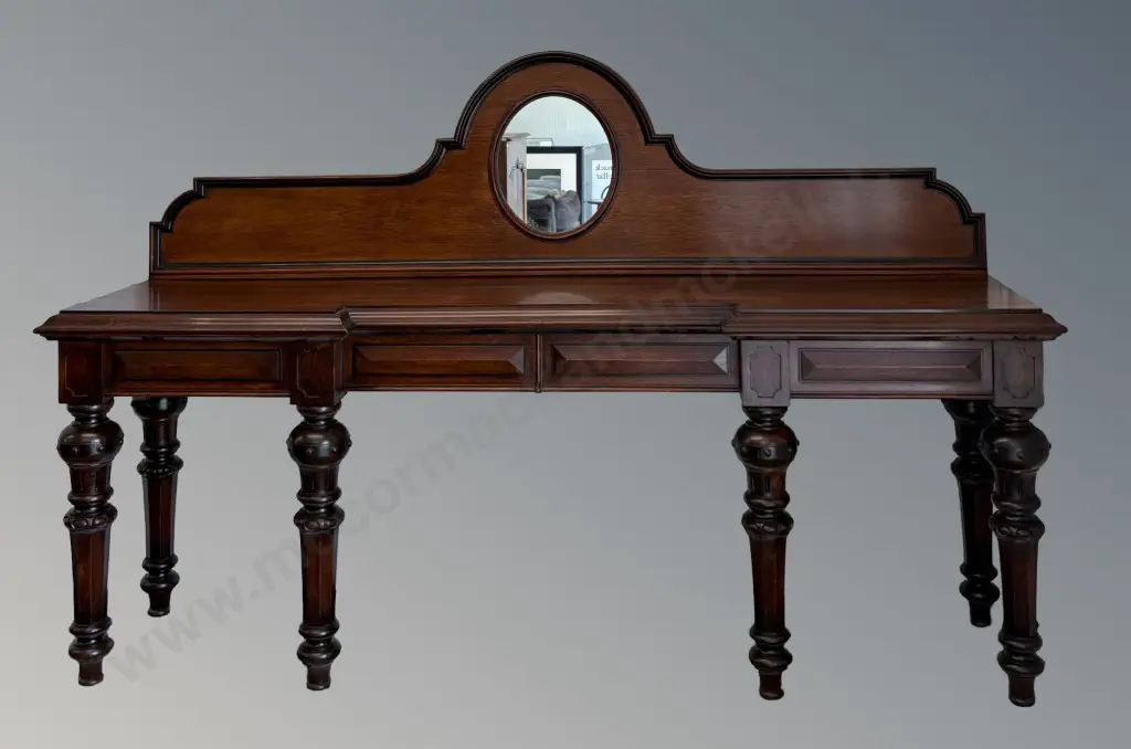 Mahogany Mirror-Backed Console Table on Turned Bulbous Legs H155xL237xD60cm Image 1++