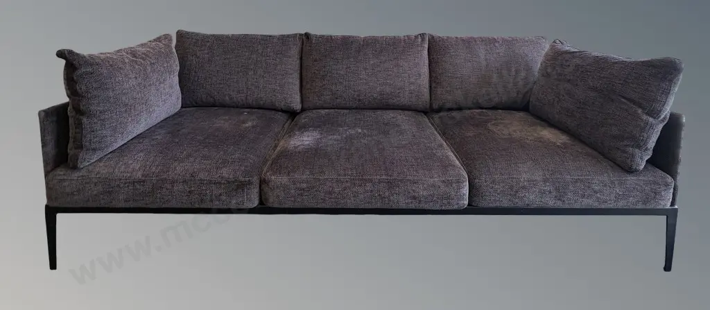 Three Seater Sofa on Black Metal Legs L222xD86cm Image 1++