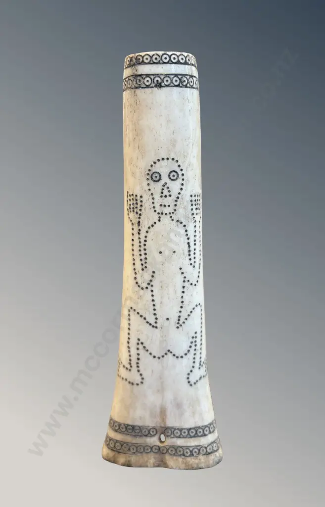 Ethnic Tribal Bone Lime Container, L16cm Image 1++