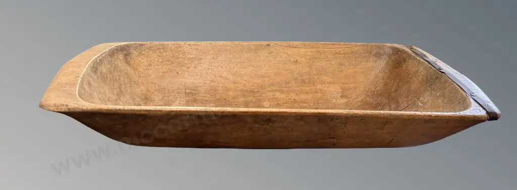 Metal Bound Teak Dough Trough L75xD34cm Image 1++