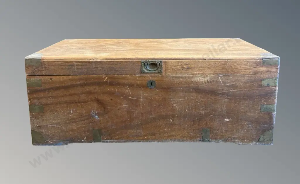 Mahogany Brass Bound Trunk H33xL88xD43cm Image 1++