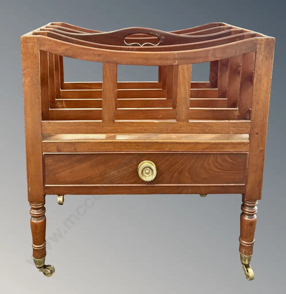 Mahogany Single Drawer Music Canterbury with Brass Drawer Pull and Castors  H54xL50xD35cm Image 1++