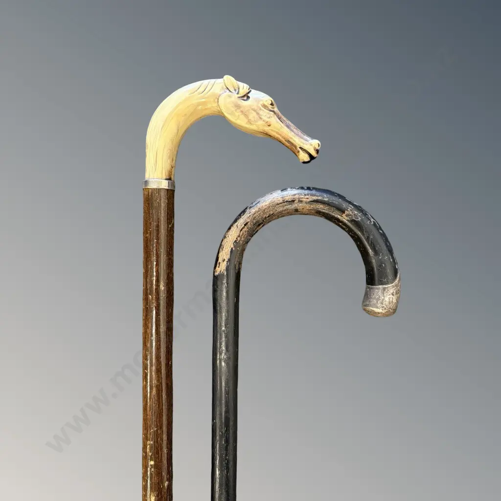 Silver Mounted and Horse Head Handled Walking Sticks Image 1++