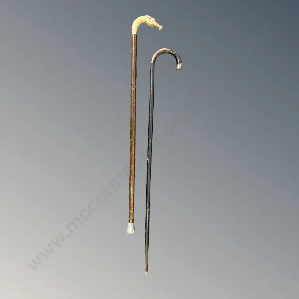 Silver Mounted and Horse Head Handled Walking Sticks Image 1++