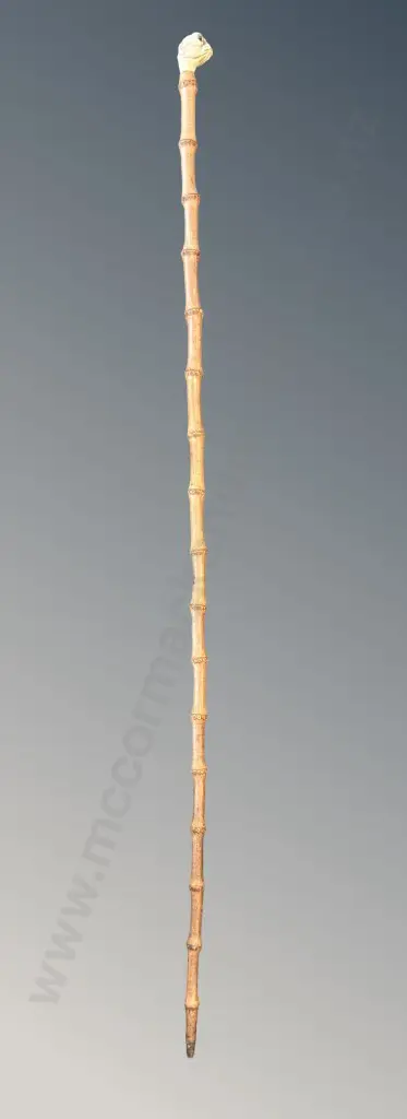Bamboo Swagger Stick with Bakelite Monkey Head Top, AF one eye missing Image 1++