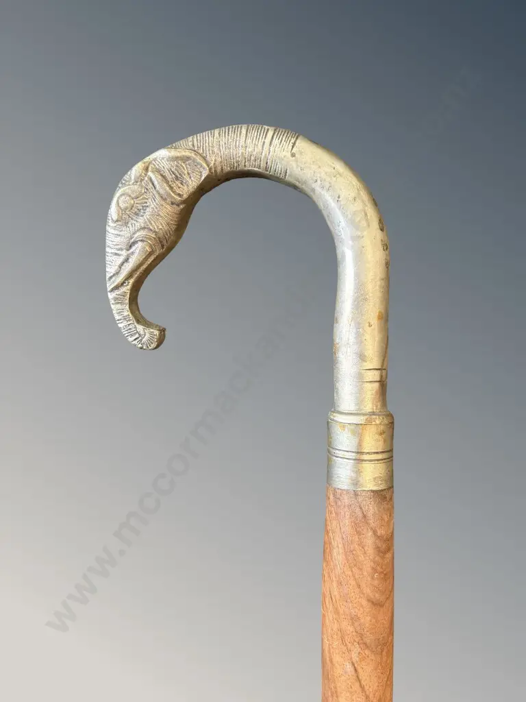 Wooden Walking Stick with Metal Elephant Handle Image 1++