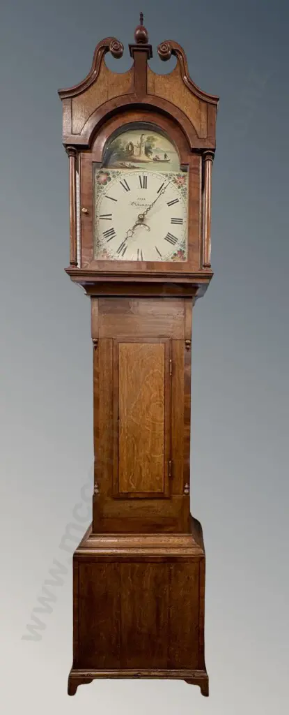 Oak Longcase Clock with Enamel Face H218cm Image 1++