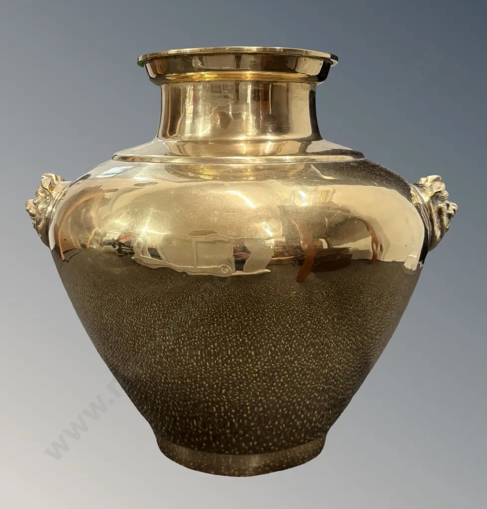 Brass Floor Pot with Raised Lion Heads H40cm Image 1++
