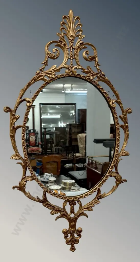 Oval Wall Mirror with Ornate Frame 93x50cm Image 1++