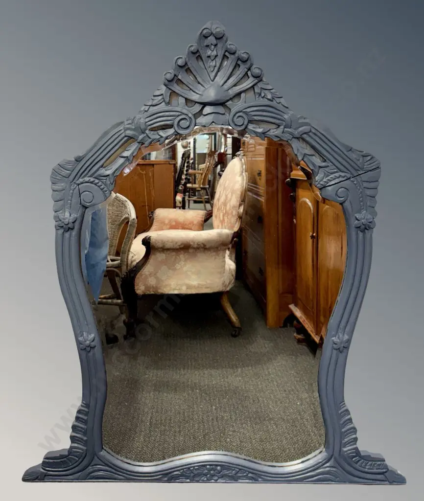 Blue Painted Frame Wall Mirror with Beveled Glass 134x90cm Image 1++