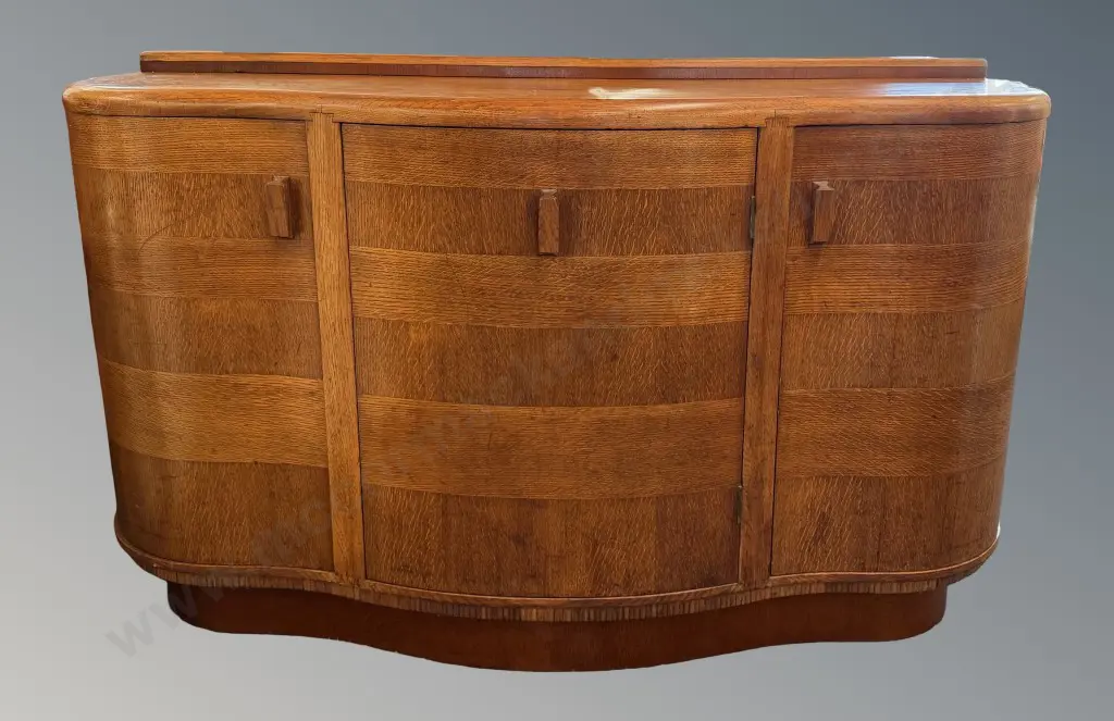 Oak Art Deco Bowman Bros. Campden Town London Sideboard with Fitted Interior, H93xL153xD62.5cm Image 1++
