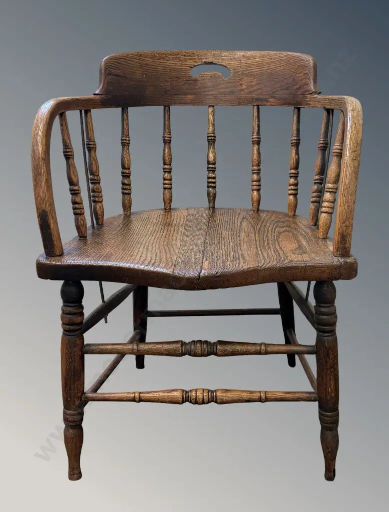 Oak Spindle Back Captains Chair, H71cm Image 1++