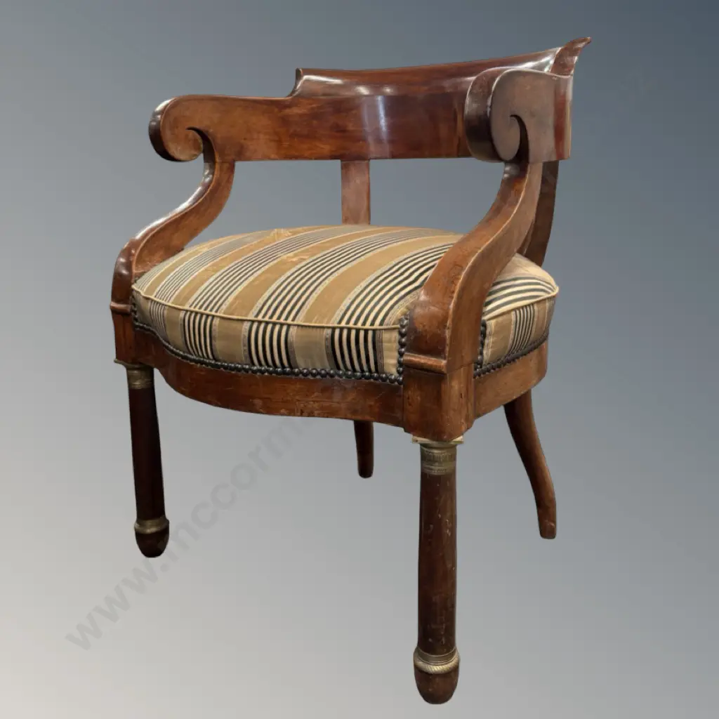 Mahogany Tub Chair with Upholstered Seat Image 1++