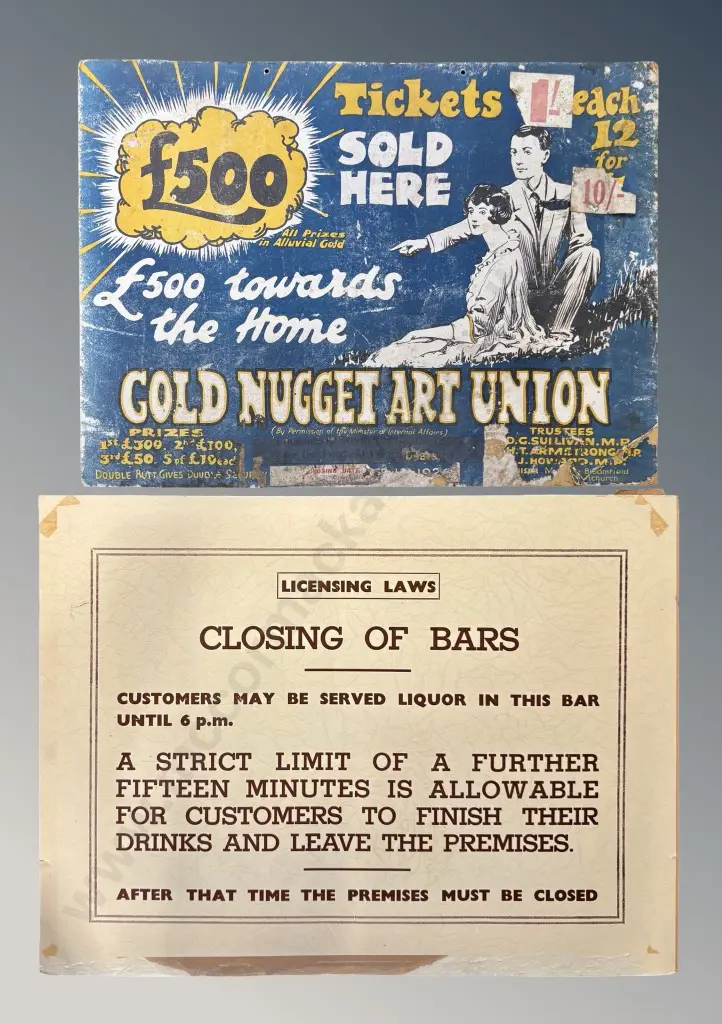 Gold Nugget Art Union Poster & Closing of Bars Image 1++
