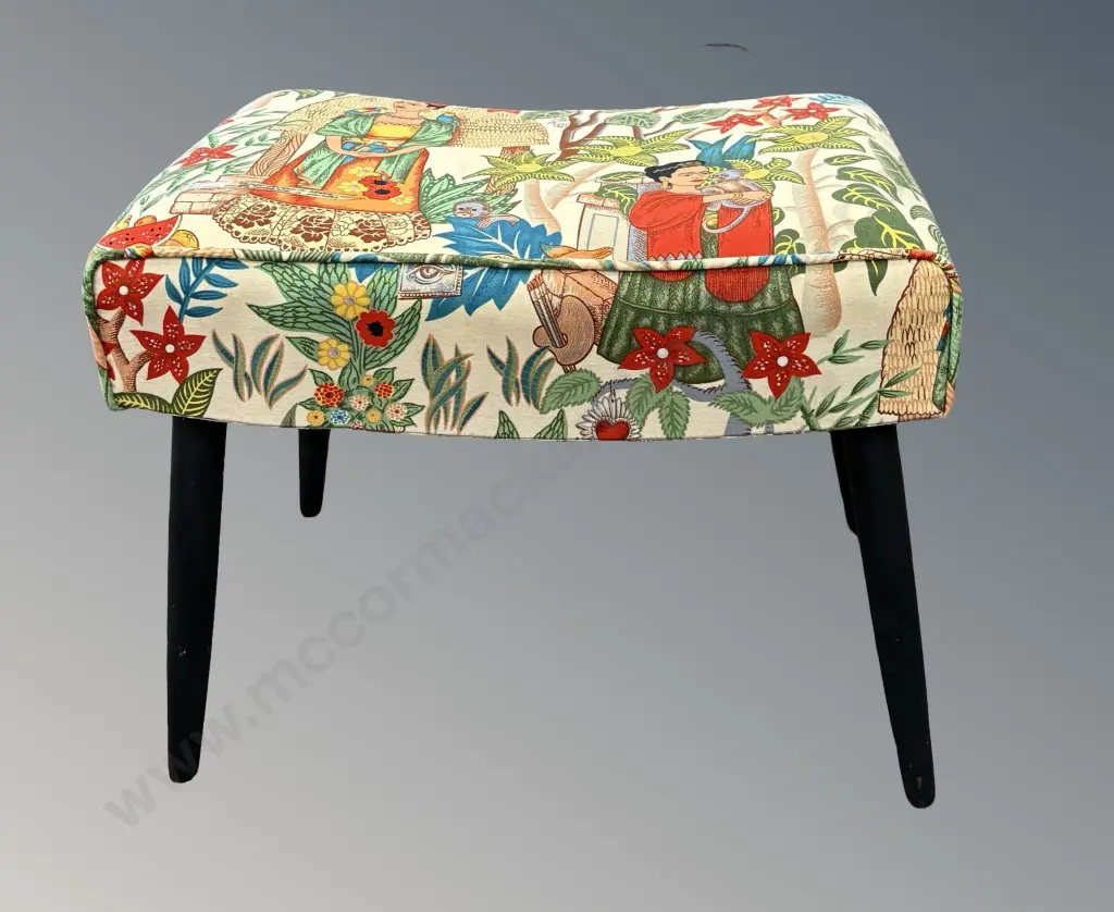 Footstool with Frida Kahlo Upholstery Image 1++
