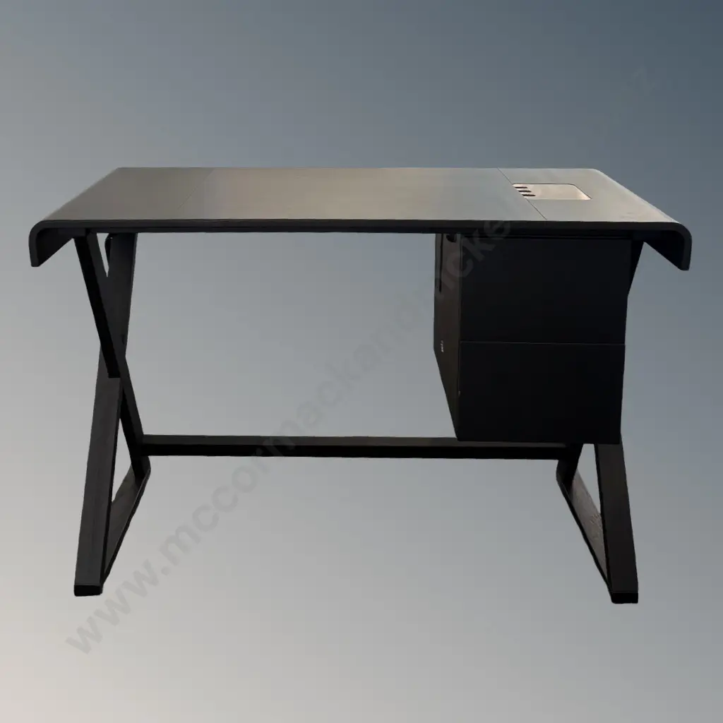 Maxalto Minimalist Desk featuring a Sturdy Two Drawer X-Frame and Sleek Dark Table Top L108xD46x72cm Image 1++