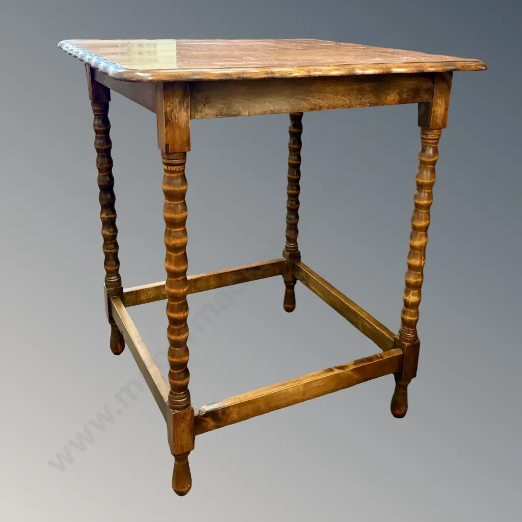 Wooden Pie-Crust Occasional Table on Cotton Reel Legs H72xL60xD61cm Image 1++