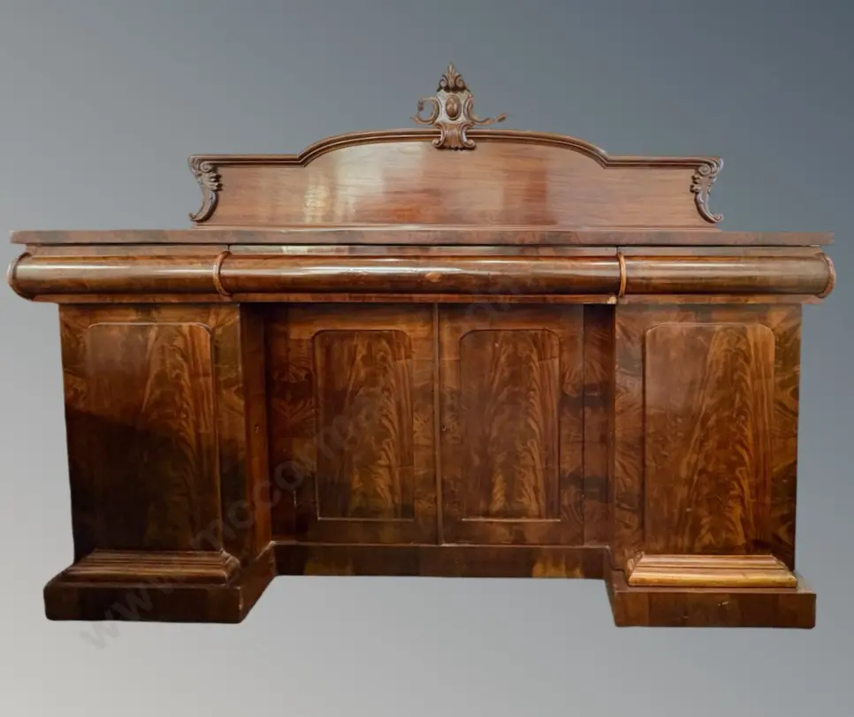 Mahogany Breakfront Pedestal Sideboard with Cellarette H147xL180xD54cm Image 1++