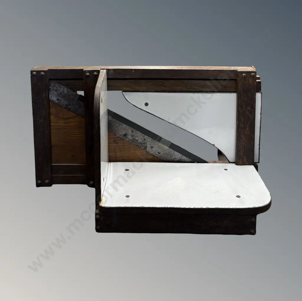 Follows & Bate Ltd, Oak and Enamel Meat Slicer Image 1++