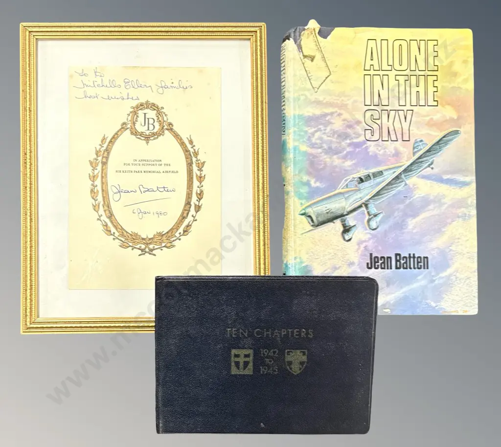 Alone in The Sky - Jean Batten, Hardcover with Framed Signed Appreciation Note & Leather Bound Ten Chapters Booklet Image 1++