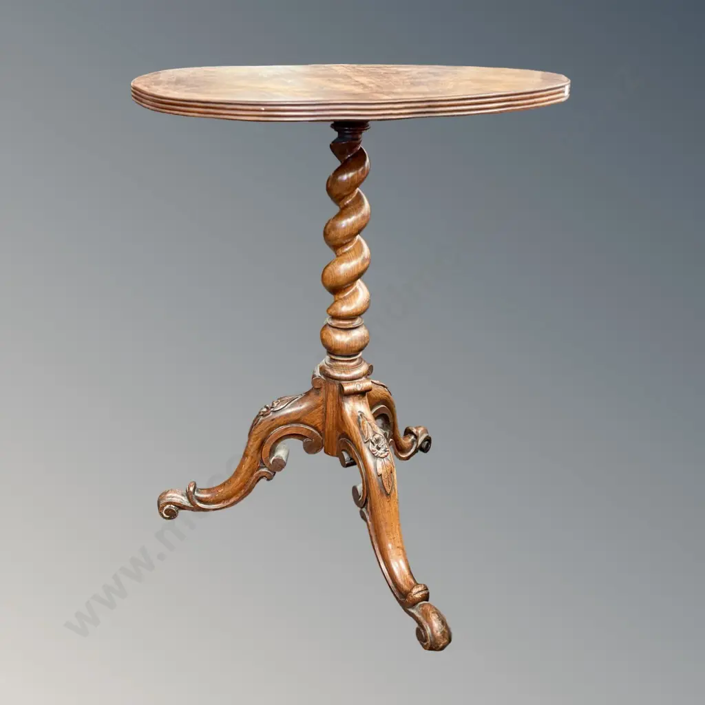 Round Mahogany Occasional Table on a Barley Twist Three Point Base H68.5xD57cm Image 1++