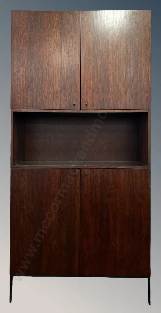 Contemporary Dark Oak Tall Cocktail Cabinet H210xW100xD43cm Image 1++