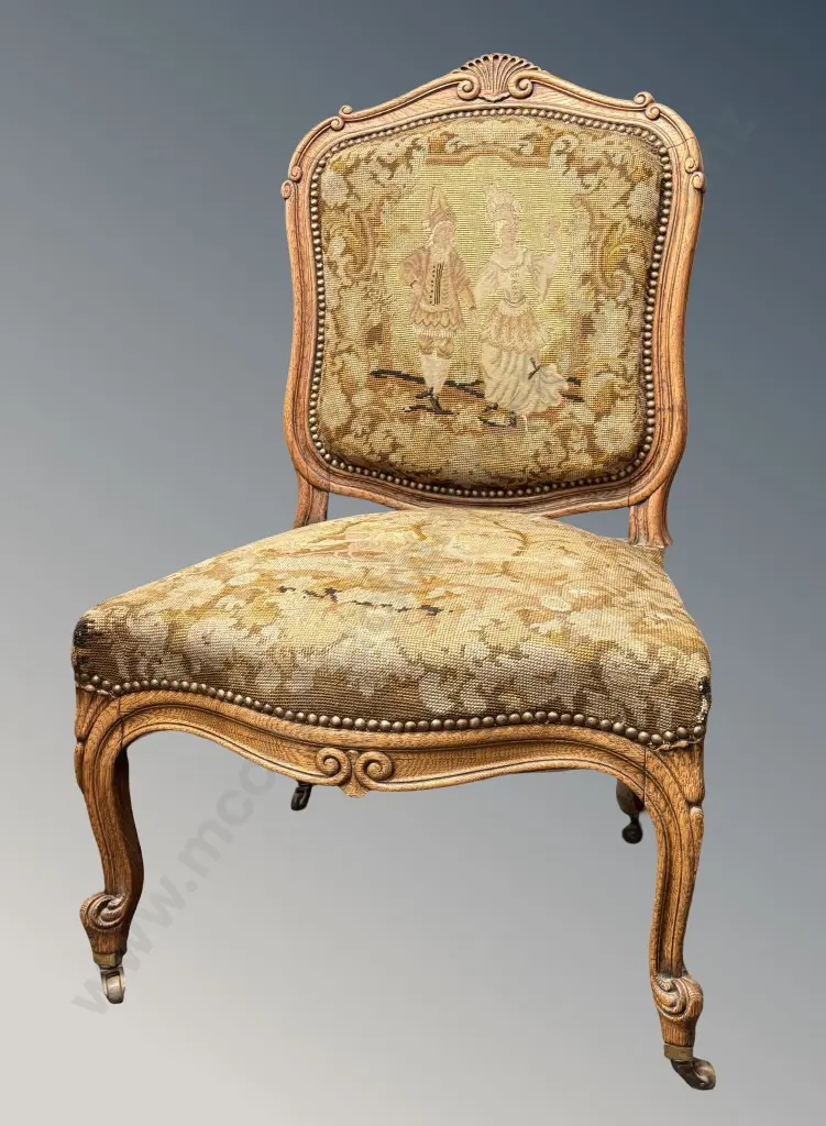 Victorian Oak and Tapestry Upholstered Chair Image 1++
