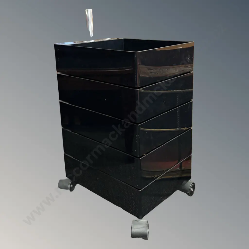 Magis 360° Black Container Rotating Drawers Stacked on Metal Pole H60xL32xD42cm Image 1++