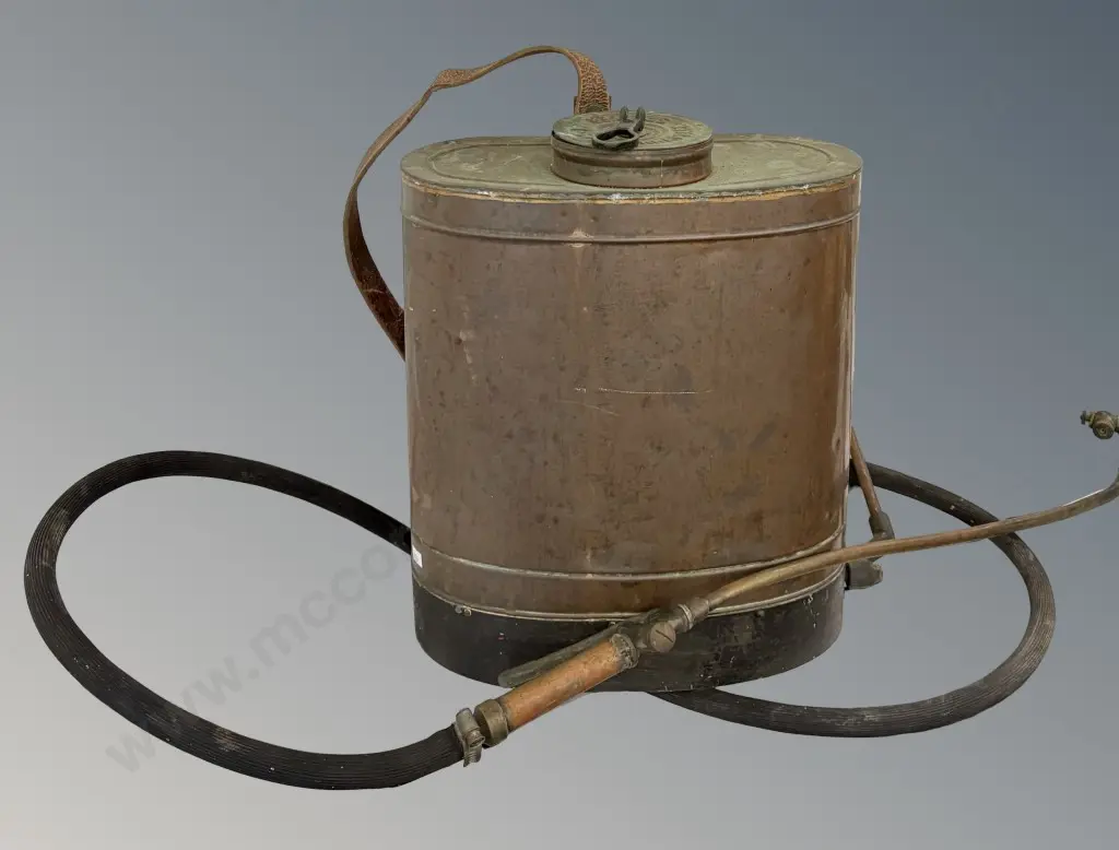 Early Copper Knapsack  Sprayer with Leather Straps, H42cm Image 1++