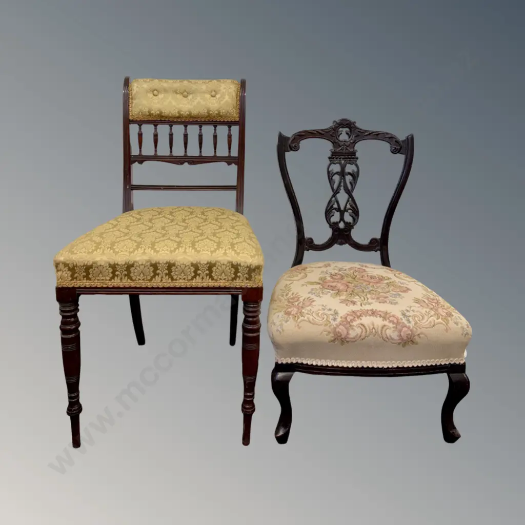 Edwardian Spindle Back Occasional Chair and Nursing Chair with Tapestry Seat Image 1++